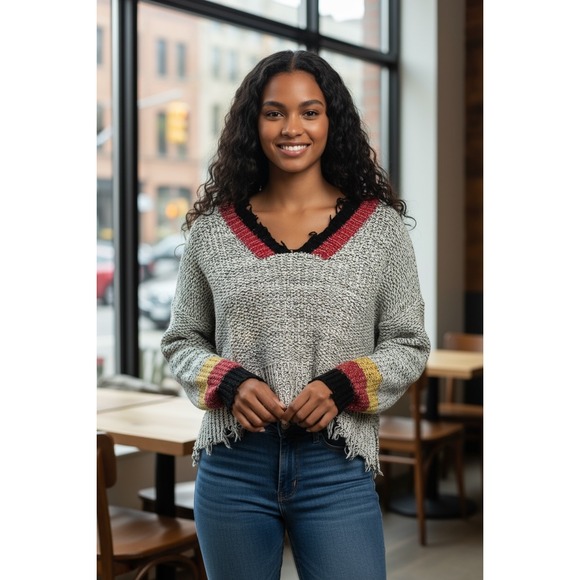 Vintage Havana Womens Sweater Small Gray V Neck Long Sleeve Pullover - Picture 1 of 8